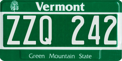 VT license plate ZZQ242