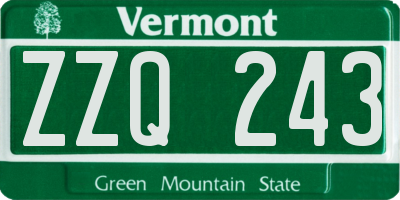 VT license plate ZZQ243