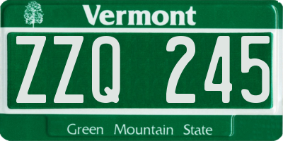 VT license plate ZZQ245