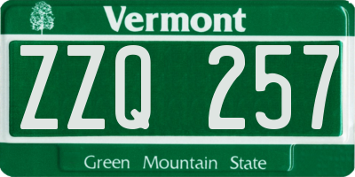 VT license plate ZZQ257