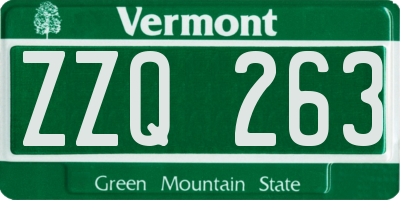 VT license plate ZZQ263