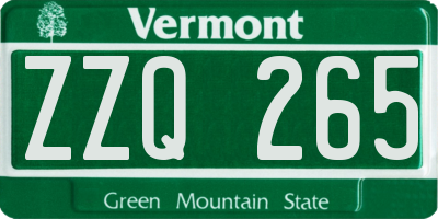 VT license plate ZZQ265
