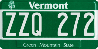 VT license plate ZZQ272