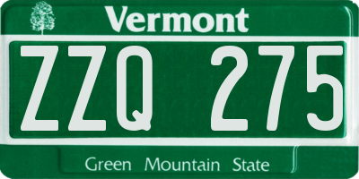 VT license plate ZZQ275
