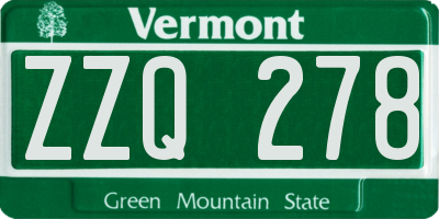 VT license plate ZZQ278