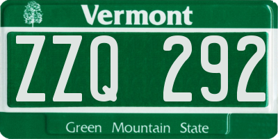 VT license plate ZZQ292
