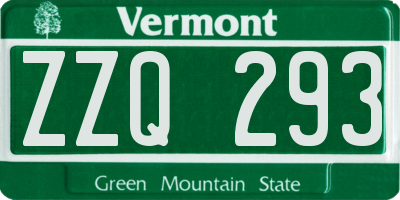 VT license plate ZZQ293