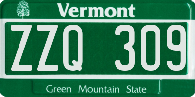 VT license plate ZZQ309