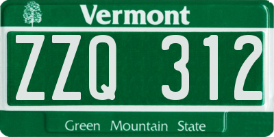 VT license plate ZZQ312