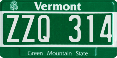VT license plate ZZQ314