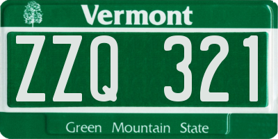 VT license plate ZZQ321