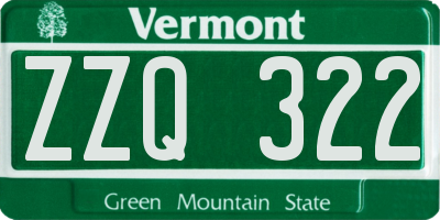 VT license plate ZZQ322