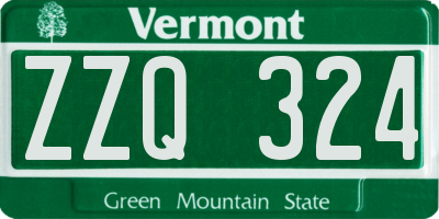 VT license plate ZZQ324