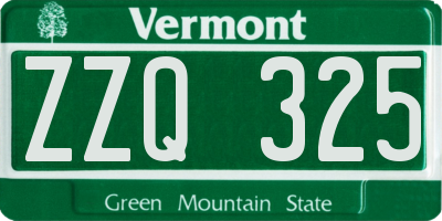 VT license plate ZZQ325