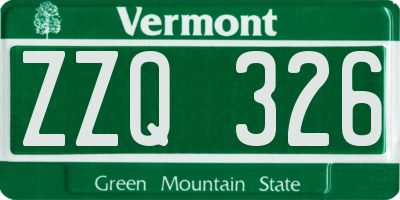 VT license plate ZZQ326