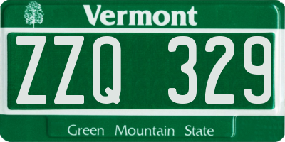 VT license plate ZZQ329