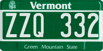 VT license plate ZZQ332