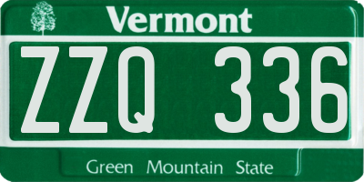 VT license plate ZZQ336