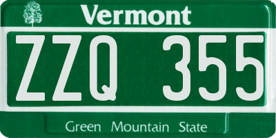 VT license plate ZZQ355