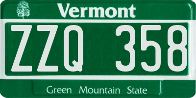 VT license plate ZZQ358