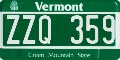VT license plate ZZQ359