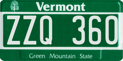 VT license plate ZZQ360