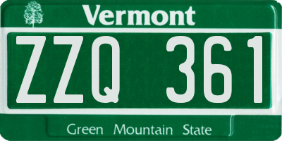 VT license plate ZZQ361