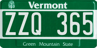 VT license plate ZZQ365
