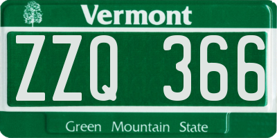 VT license plate ZZQ366
