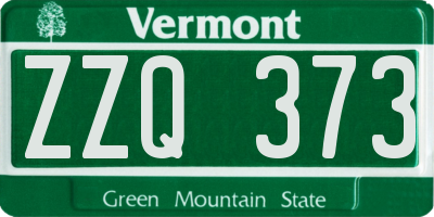 VT license plate ZZQ373