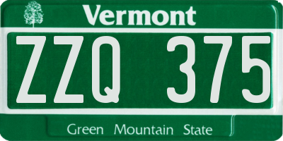 VT license plate ZZQ375