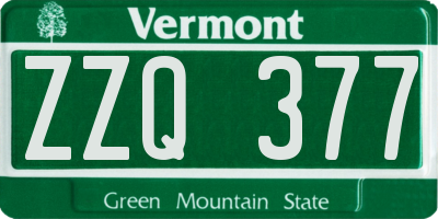 VT license plate ZZQ377