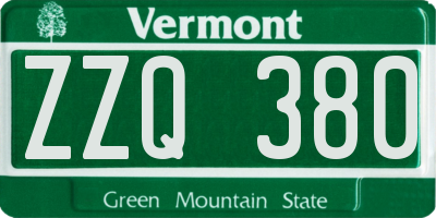 VT license plate ZZQ380