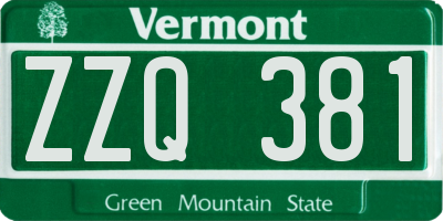 VT license plate ZZQ381