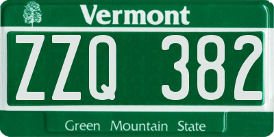 VT license plate ZZQ382
