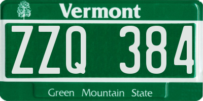 VT license plate ZZQ384