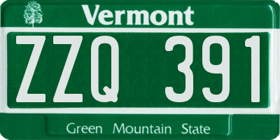 VT license plate ZZQ391