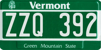 VT license plate ZZQ392