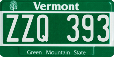 VT license plate ZZQ393
