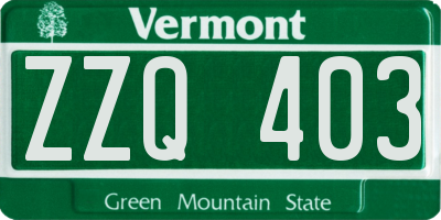 VT license plate ZZQ403