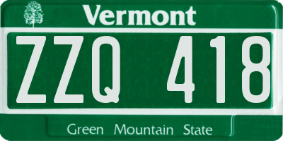 VT license plate ZZQ418