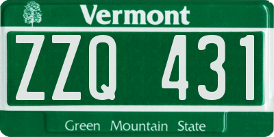 VT license plate ZZQ431