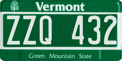 VT license plate ZZQ432