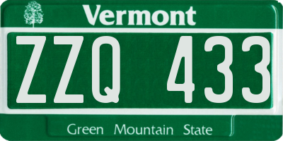 VT license plate ZZQ433