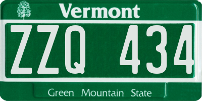 VT license plate ZZQ434