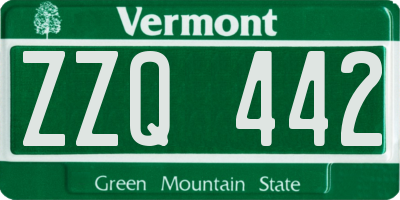 VT license plate ZZQ442