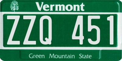VT license plate ZZQ451