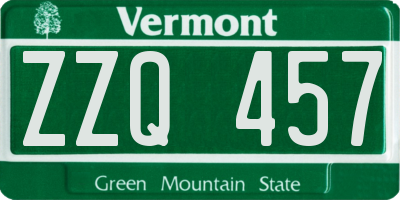 VT license plate ZZQ457