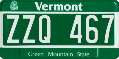 VT license plate ZZQ467