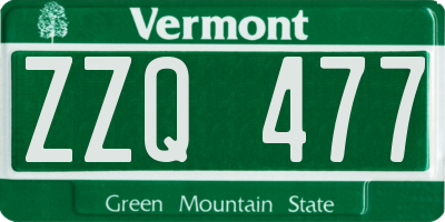 VT license plate ZZQ477